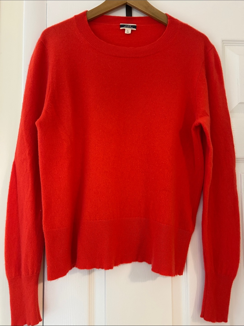 J. Crew Bright Red Cashmere Crewneck Sweater
